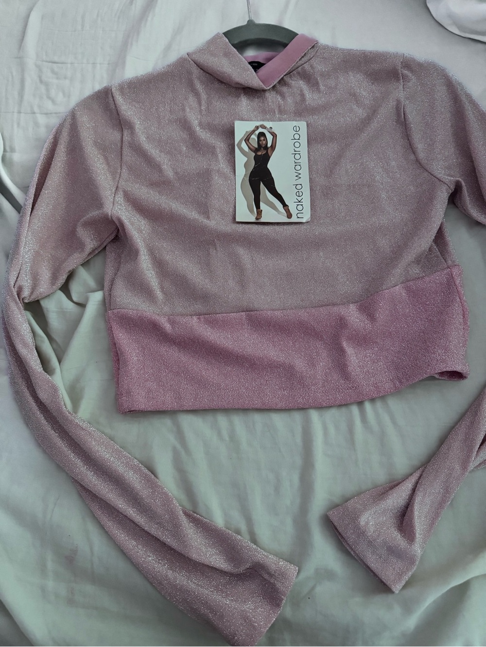 naked wardrobe Pink Shimmery Cropped Top